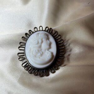 Classic Cameo Brooch with Dark Frame